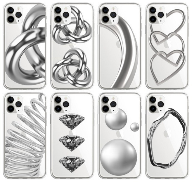 아이폰16 시리즈 하트 링 체인 투명 젤리 케이스