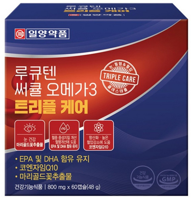 일양약품 루큐텐 써큘 오메가3 트리플 케어 코엔자임Q10+루테인+오메가3, 1개, 60정