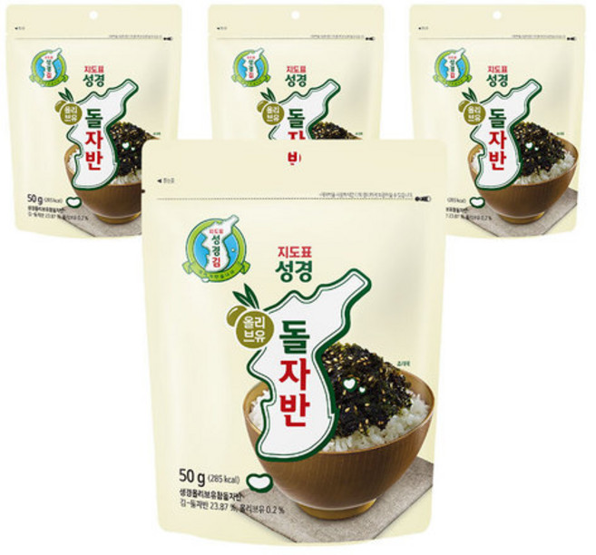 [성경김본사] 올리브유 참돌자반 50g x 4봉, 4개
