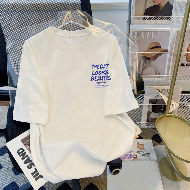 CHARMICALL 남여공용 티셔츠 반팔 빅사이즈 여름 반팔티