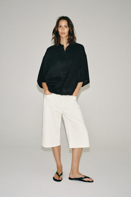 ZARA ZW 컬렉션 라미 오버사이즈 셔츠 - 블랙 4786/032/800