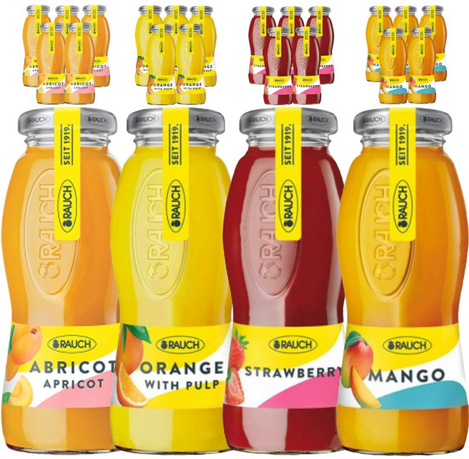 쿨앤드몰 라우치 4종혼합 딸기6 오렌지위드펄프6 망고6 살구6 주스, 24개, 200ml