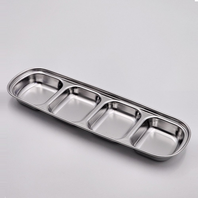 국산 천성 스테인레스 초장 접시 나눔 소스 그릇 스텐 종지 업소 소스기, 4구, 1개