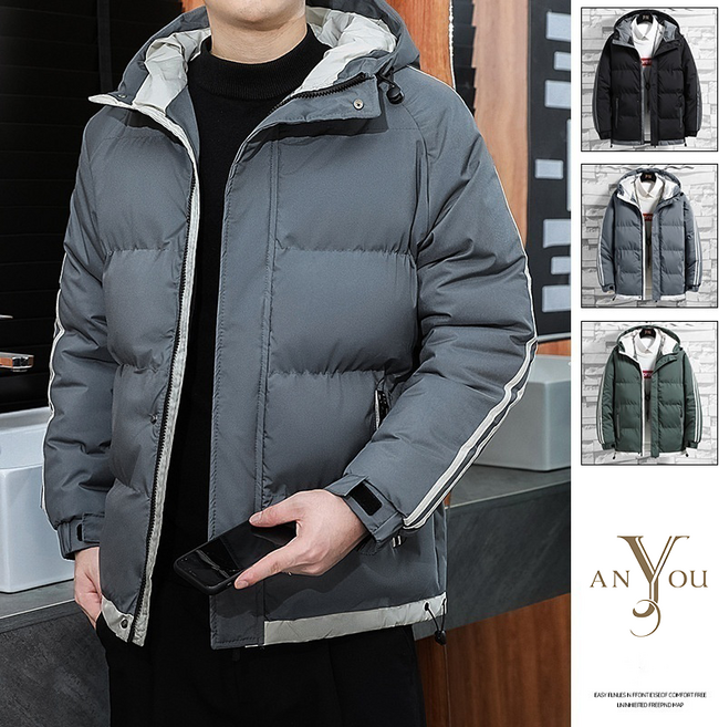 ANYOU 겨울 남자 경량 방수 패딩 보온 점퍼 후드패딩