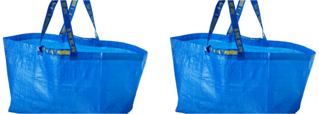 이케아 FRAKTA 프락타 타포린 장바구니(재활용) 가방, 2개, 중(45*18*45)