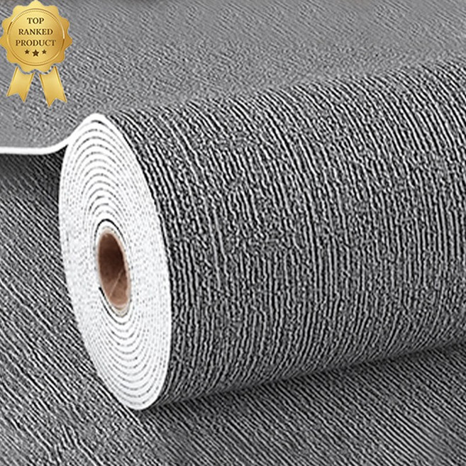 Fowod 대용량 롤 접착식 곰팡이 방지 벽지 내구성 좋은 고급 만능 풀바른벽지, 다크그레이