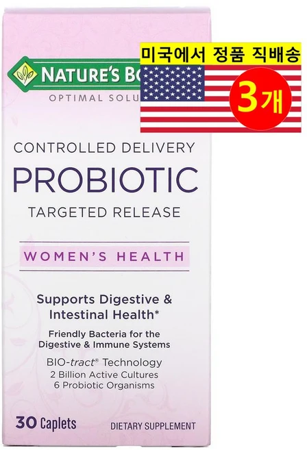 Natures Bounty 네이처스 바운티 여성용 프로바이오틱스 Probiotic, 30정, 3개 - 쿠팡