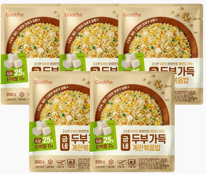 굽네 두부 가득 계란볶음밥, 5개, 200g