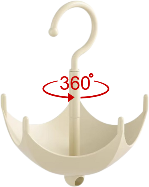 우산형 회전 옷걸이 360도 다용도 모자걸이 헹거 류앤코, 아이보리, 1개