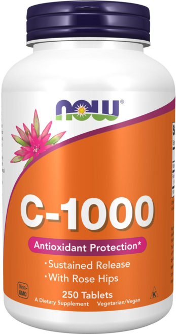 NOW Foods 維他命C-1000補充錠, 250顆, 1罐