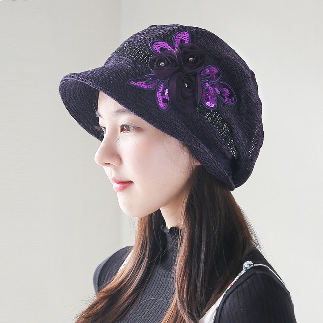 로즈 메쉬 스팽글 여성 여름 머리 비니 두건 항암 챙 모자 조리모 위생모