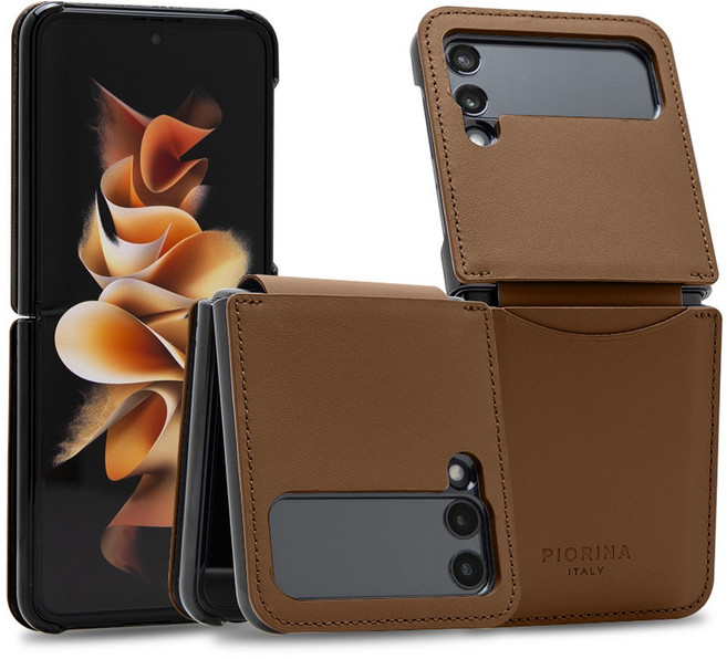 폰누리 갤럭시Z플립 카드 수납 힌지보호 가죽 휴대폰 케이스