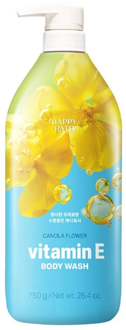 해피바스 유채꽃 비타민E 바디워시 750g 8개 - 쿠팡