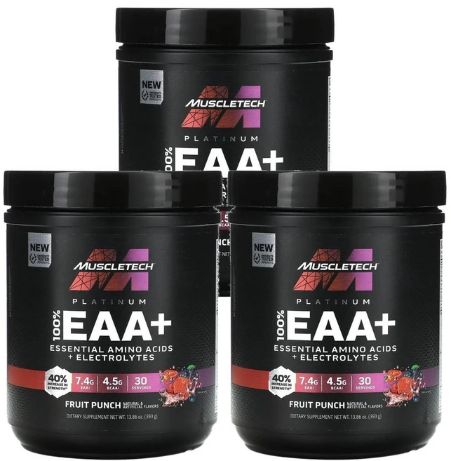 MuscleTech Platinum 100% EAA+ Fruit Punch 머슬테크 플래티넘 100% EAA+ 프룻 펀치, 393g, 3개 - 쿠팡