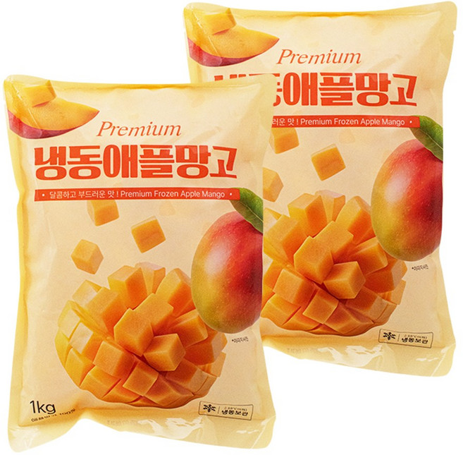 당도높은 무첨가 100% 애플망고다이스, 2개, 1kg(애플망고다이스)