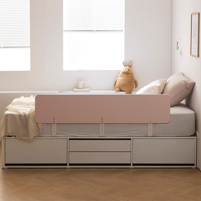 젠티스 국산 어린이 침대 안전가드 낙상방지 무지 150cm 고급브래킷, 파우더핑크150