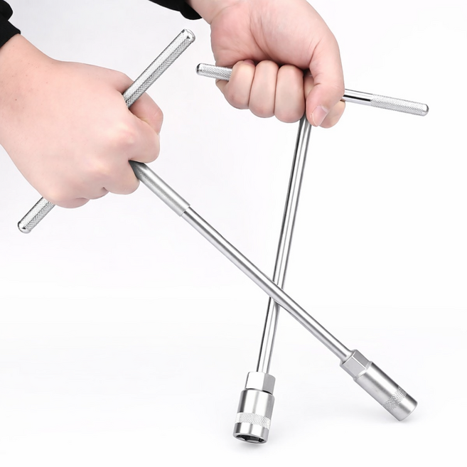 롱 T복스렌치 28cm 자동차 배터리 교체 깊은볼트 작업 공구, 1개, 화이트