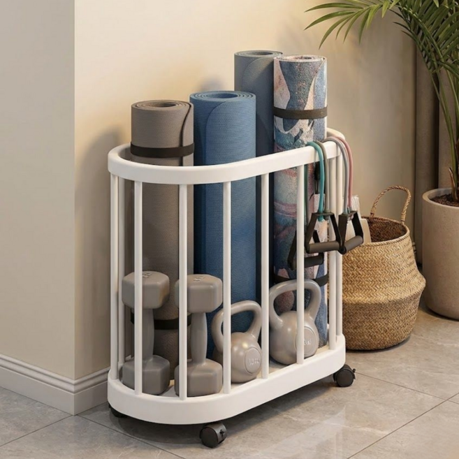 딜헤이븐 요가메트 폼롤러 운동기구보관함, 1개, 화이트