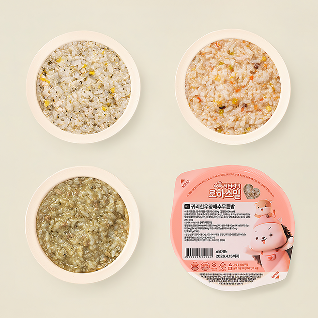 닥터리의 로하스밀 (4팩) 한우 15% 고함량 9-11개월 후기 이유식 대용량 맛보기 세트, 4개, 240g, 후기 맛보기 C세트