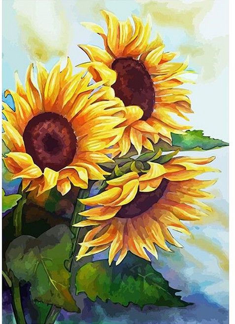 심스타 실십자수 해바라기 장미 모란 꽃 12종 프린트 도안 패키지, 1개, 11번 해바라기(면사)