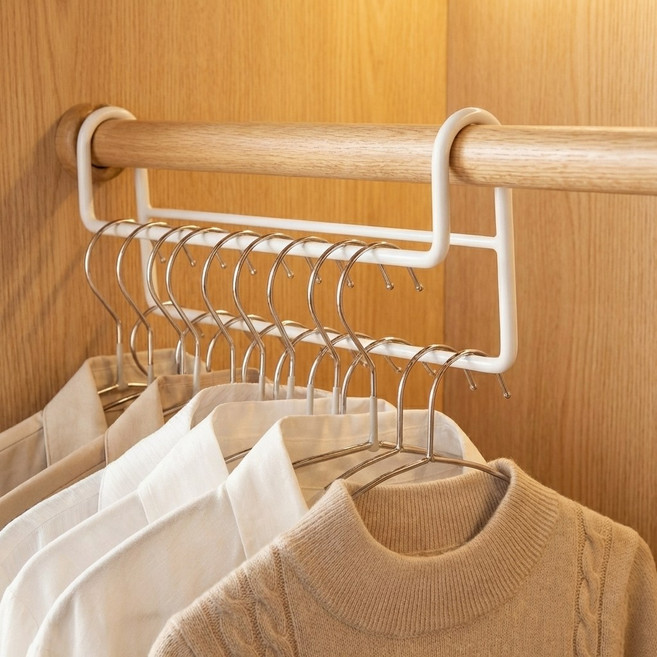 코코로이 헹거 공간활용 2단 옷걸이 2개입, 화이트