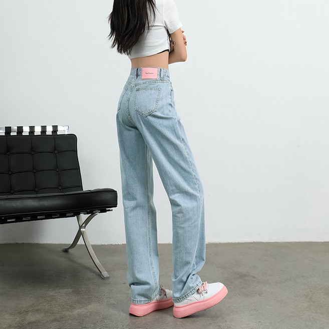 슬림핏 통바지 논스판 데님 9부 바지 롱 4색 핑크 레더 와이드 팬츠