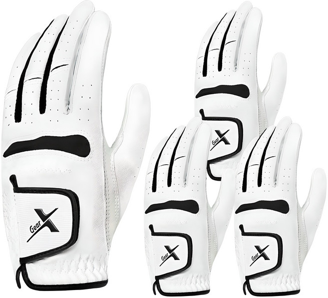 기어엑스 GPA53 뉴 골프장갑 흰색 남성용 왼손 4p, 화이트, 4개