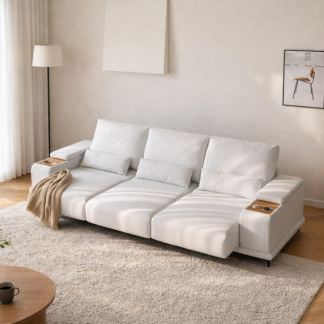 침대로 변하는 확장형 무빙 리클라이너 쇼파 4인 (충전 컵홀더) KC850