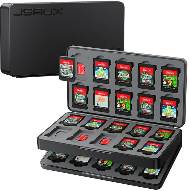 JSAUX 게임 카드 케이스 – Nintendo Switch 2 / Switch Lite / Switch OLED에 대응(게임 카드 40장 + Micro SD 40장 수납) 마그넷, JSAUX 게임 카드 케이스 닌텐도 스위치 2 2025