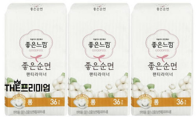 좋은느낌 좋은순면 팬티라이너 롱 36Px3팩 생리대, 36개입, 3개