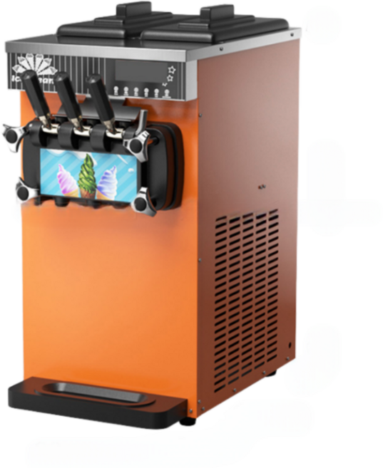 소프트아이스크림기계 아이스크림기계 아이스크림메이커 220V60hz 한국향플러그 무료업그레이드, 3구 프리미엄, 오렌지