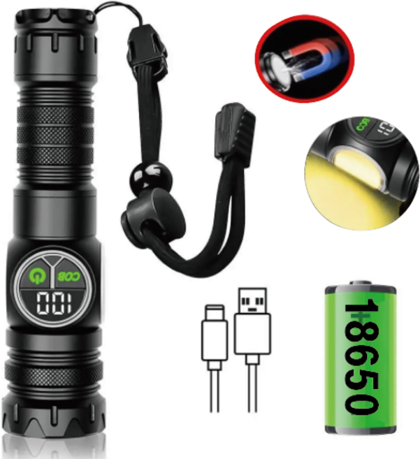 멀티멀타 LED 전문가용 써치 후레쉬 랜턴 2in1 자석 충전식, 1개