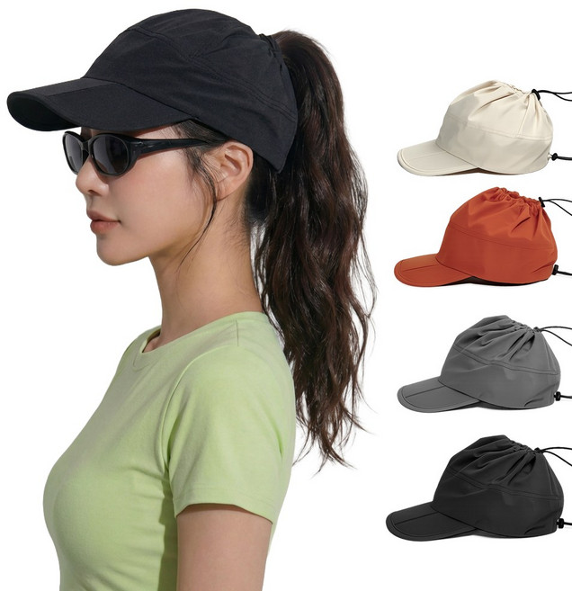 디망 여성 포니테일 바스락 러닝 캡모자