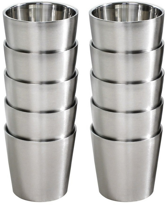 키친왕 이중 스텐 물컵 무광 10P, 10개, 무광실버