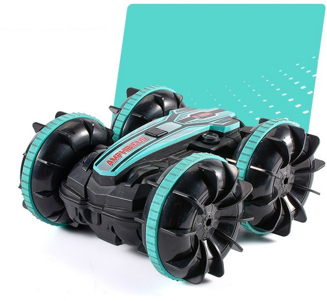 B.W. BABY 水陸兩用遙控車 2.4G雙遙控特技車, 藍綠色, 1個