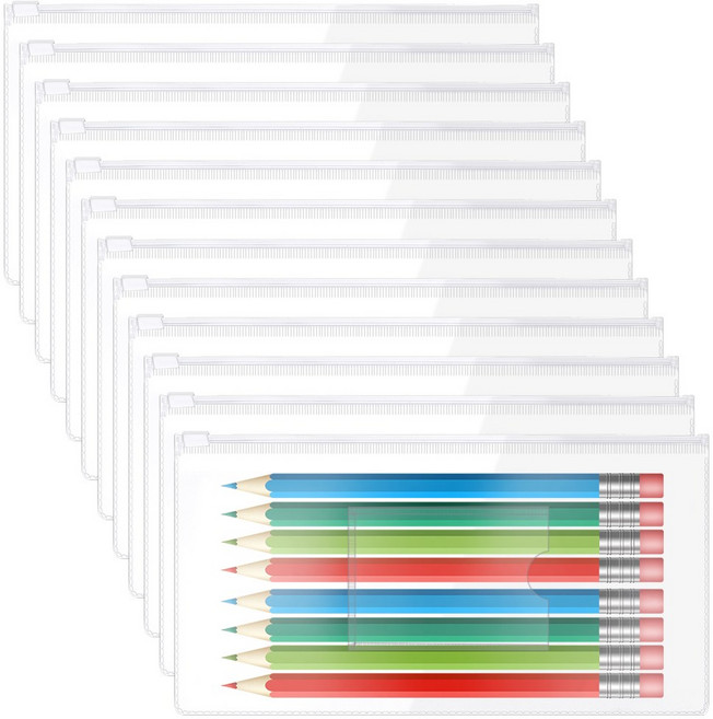 PVC 지퍼 백 투명 서류 보관 봉투 A6 23x12cm 120개, 화이트