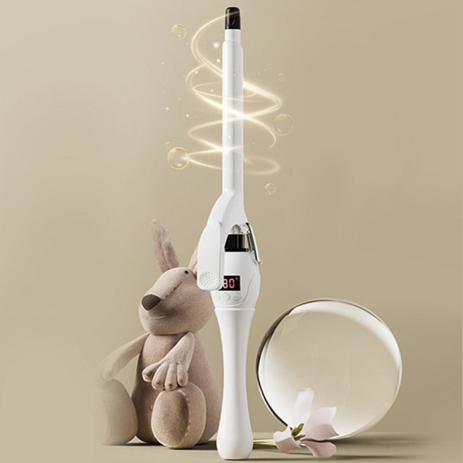 Pealy 9mm 봉 고데기 25단계 온도조절 LED 디스플레이 슬림 컬링 남녀공용, 화이트