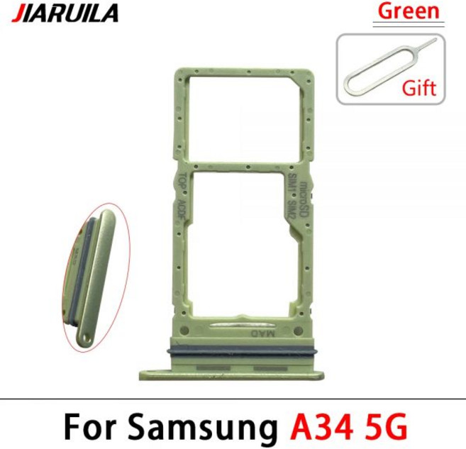 삼성 A34 A42 5G A54 용 듀얼 SIM 카드 슬롯 트레이 거치대 리더 소켓 교체 부품 및 핀 신제품, 1개, 02 A34 5G Green