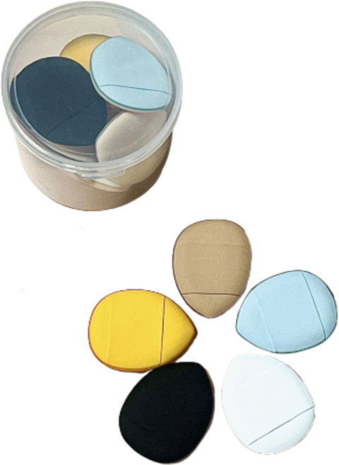 미니퍼프 핑거퍼프 용기포함 손가락 퍼프 파운데이션 메이크업 미니 에어 쿠션, 스킨(용기포함), 12개