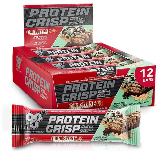 BSN 비에스엔 신타6 프로틴바 크리스피 민트 초콜릿 칩 57g x 12바 유청 단백질 웨이, 12개