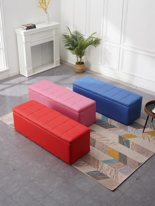 모던 수납형 소파벤치 스툴 겸용 1인용 신발 수납의자 다용도 인테리어, 30x30x35cm 보관, 1개, 레드 리넨 원단