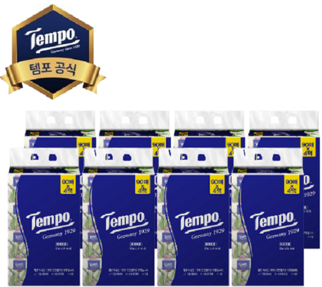 템포 프리미엄 소프트팩 먼지없는 미용티슈 4겹 90개입 32개, 4개입, 8개