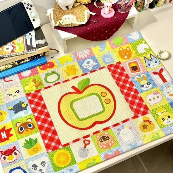 모동숲 사과티비 테이블매트 굿즈 모여봐요 동물의숲 책상 매트 패드 카펫 굿즈 레시피 그림 포스터, 40cm60cm 테이블매트