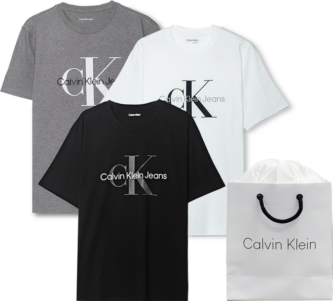 캘빈클라인 남여공용 기념일 선물용 베이직 로고 디자인 반팔티 (쇼핑백 포함 상품)