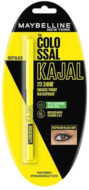 Maybelline New York Colossal Kajal Intense Colour Waterproof Long lasting 24Hrs Stay Black 0.35, 1개 - 쿠팡