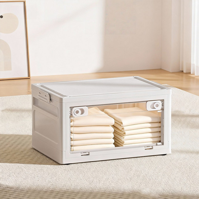 YEAAYE 접이식 폴딩 오픈형 플라스틱 리빙박스 JG3097, 1개, 클리어