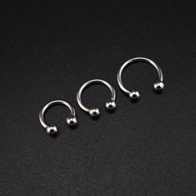雙球U型馬蹄環耳釘鈦鋼不掉色抗過敏簡約百搭耳骨釘男女ins小衆