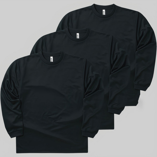 어반티 남녀공용 스포츠 기능성 드라이 라운드 긴팔 쿨티셔츠 3장 세트