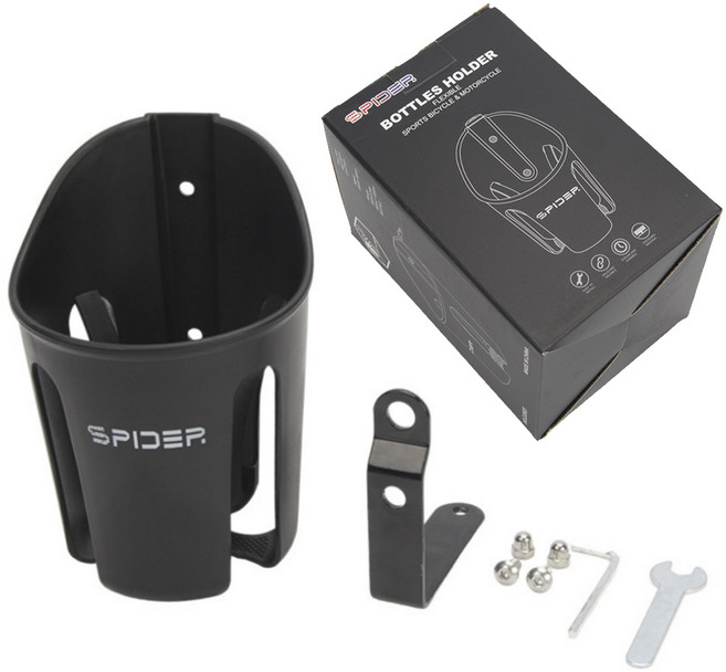 CULT 스파이더 컵홀더 배달 오토바이 자전거 거치대, PB1.롱 브라켓 라이딩 컵홀더, 블랙, spider
