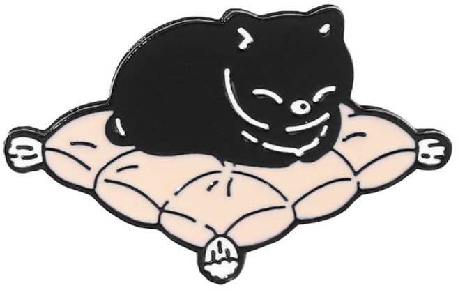 動物造型貓咪胸針徽章, 1個, J37黑貓坐墊